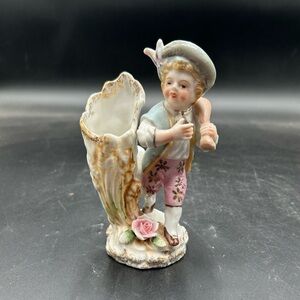 Ucago boy Vintage Porcelain Figurine with blue Accents
